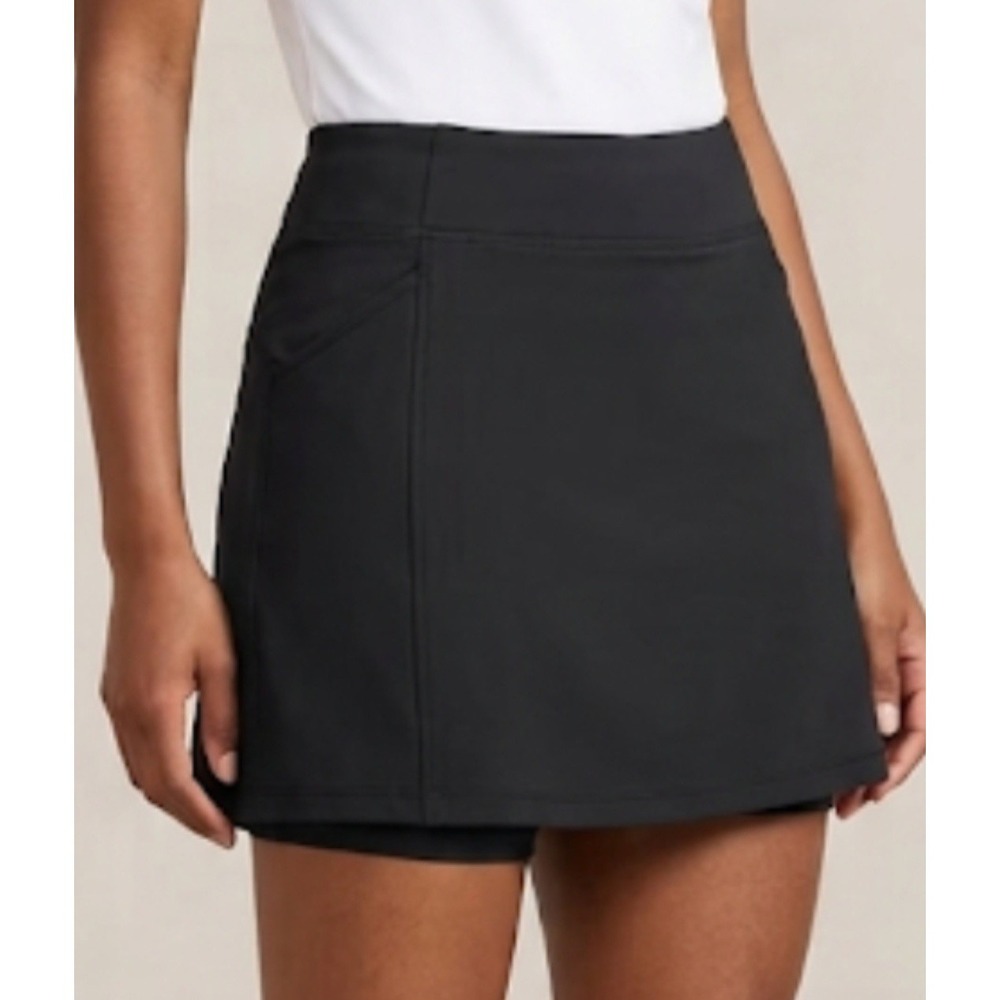Athleta Skirt Womens PL  Black Mini Stretch Pull On Athleisure Preppy NWT